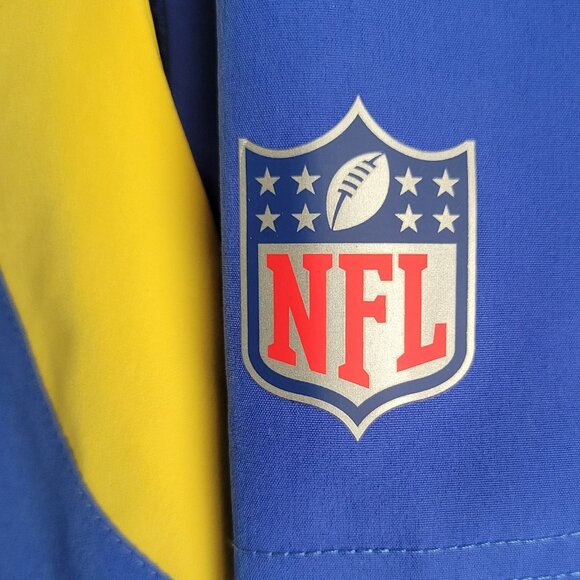 Men's Nike Royal Los Angeles Rams Sideline Coach Chevron Short Sleeve Jacket - Picture 5 of 12